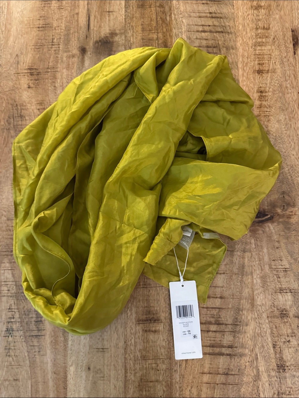 Eileen Fisher Washed Transitional Silk Scarf Wrap Chartreuse Lime Green NEW NWT